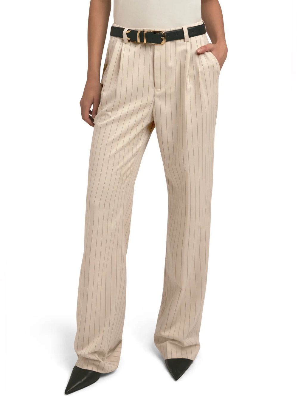 Favorite Daughter Low Favorite Pant Warm Sand Pinstripe Size 10